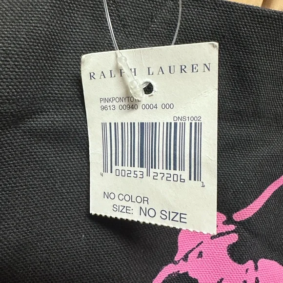 Ralph Lauren black and hot pink over the shoulder tote w/logo.”Solid” base. NWT - Picture 3 of 4